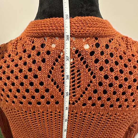 Philosophy Maxi Knit Orange Cardigan Size L Slit Hem - Picture 9 of 12
